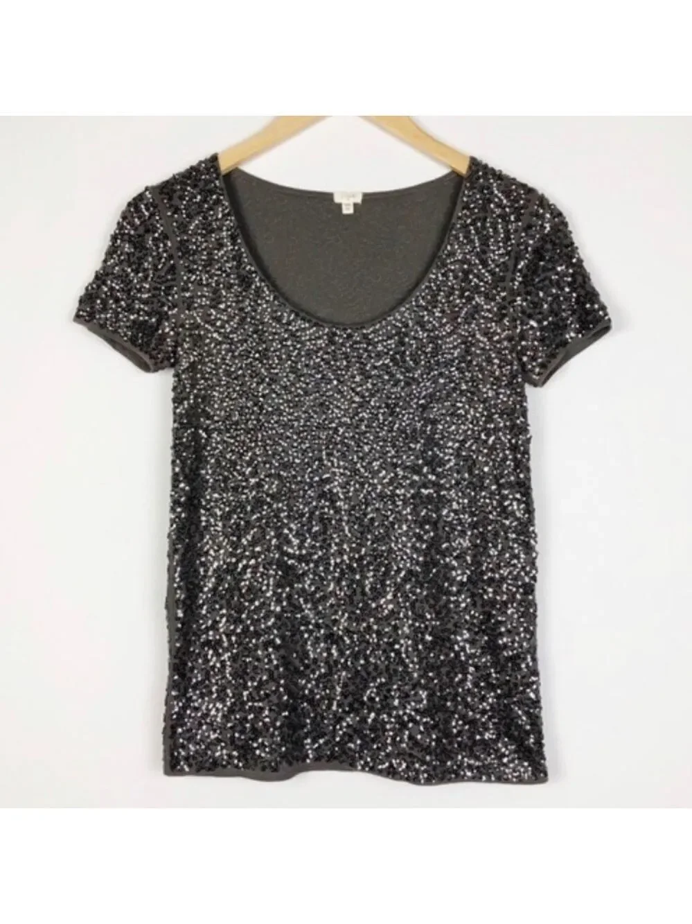 J. crew gray vintage sequin top